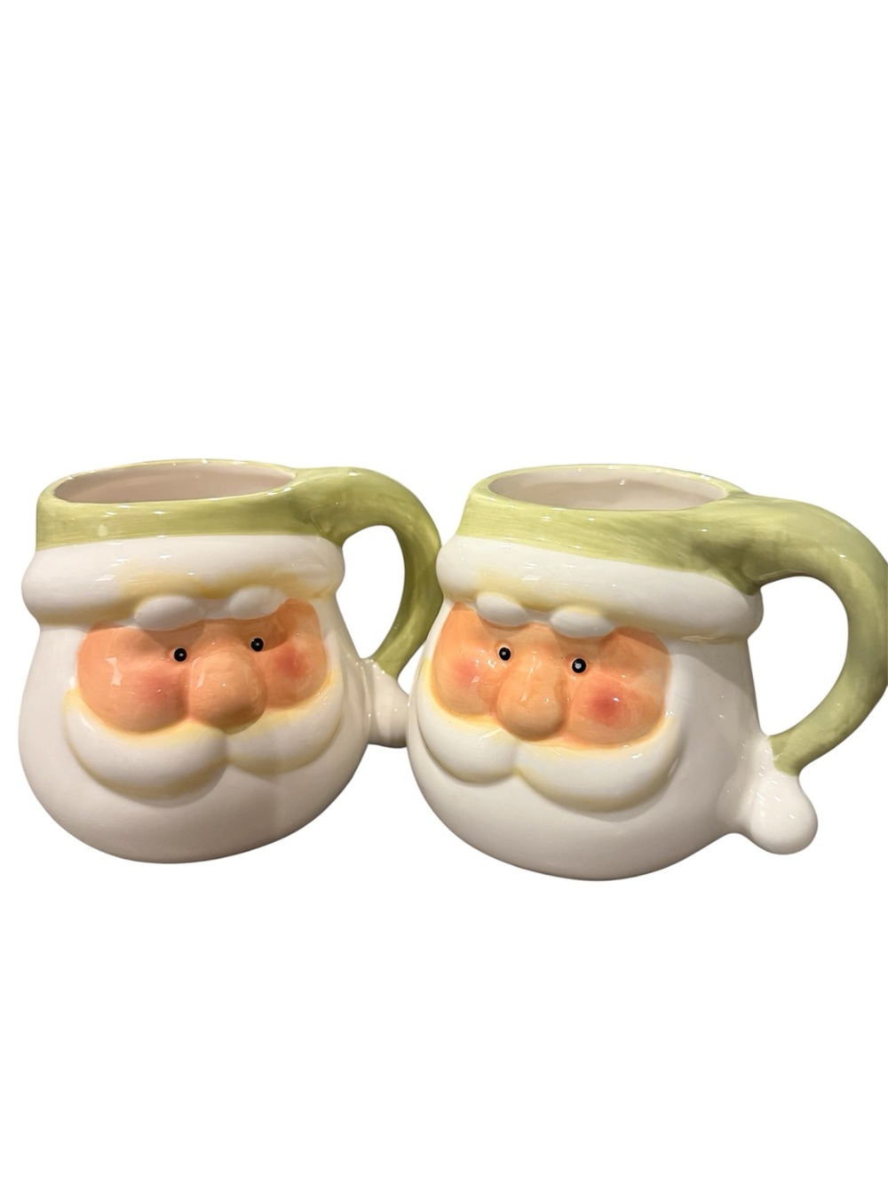 Ceramic Santa Face Mug - Green Trim (Set of 2)
